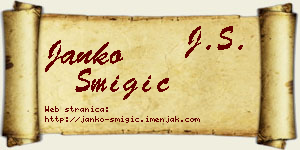 Janko Šmigić vizit kartica